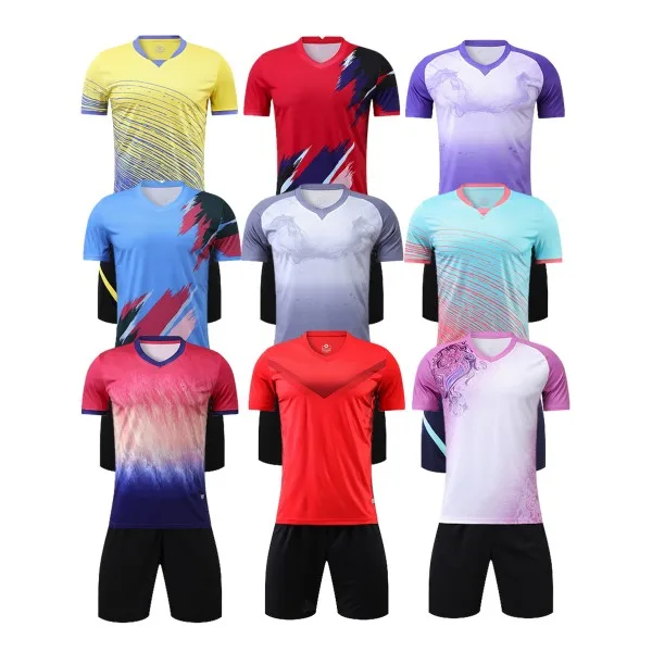 Cheap Soccer Jersey Set Wholesale Blank Style Sublimation Personalized Customization Sportswear Blue White Full Soccer Kit
