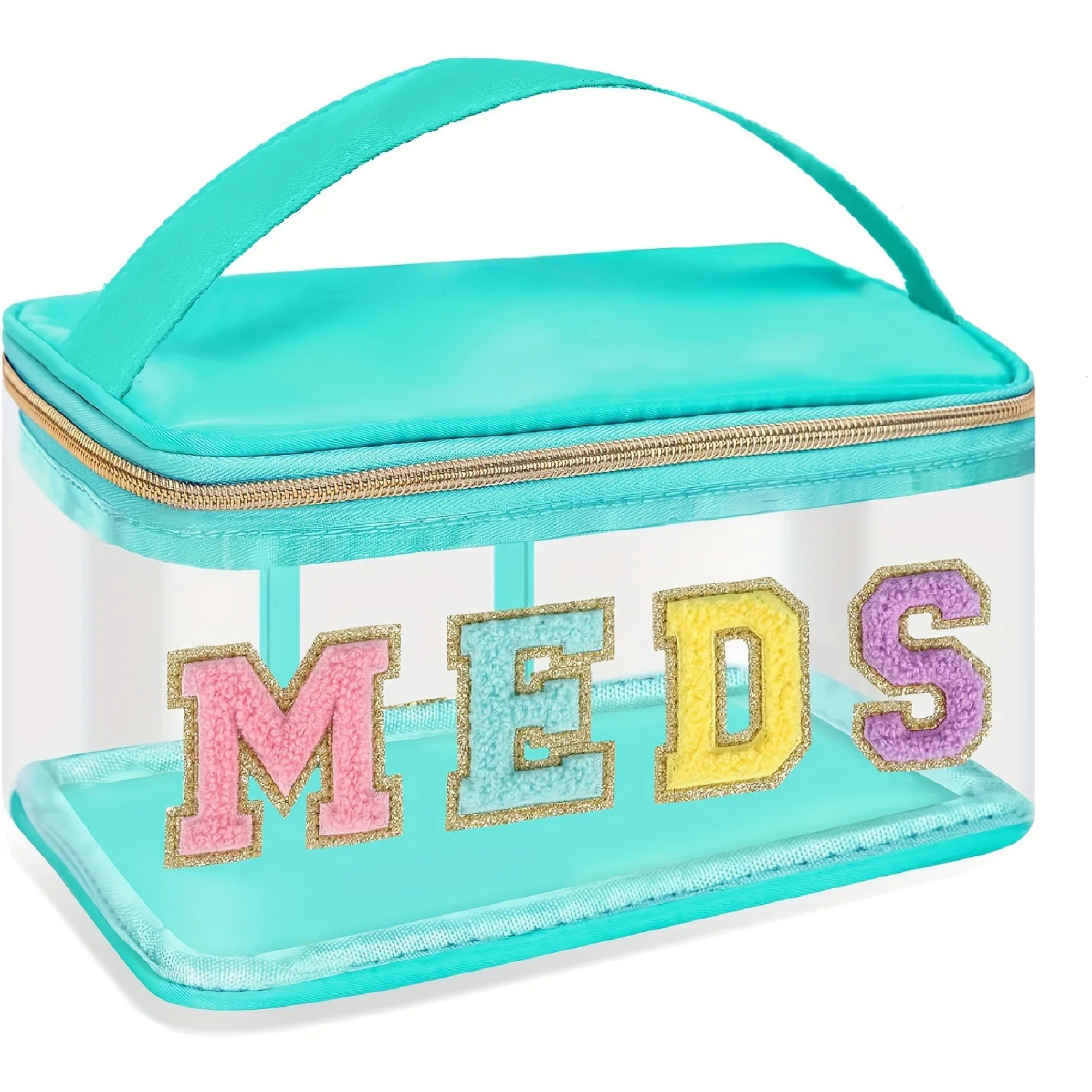 New Trendy DIY Custom Embroidered Chenille Letters Large Waterproof Clear Cosmetic Toiletry Bag Makeup Organizer for Travel