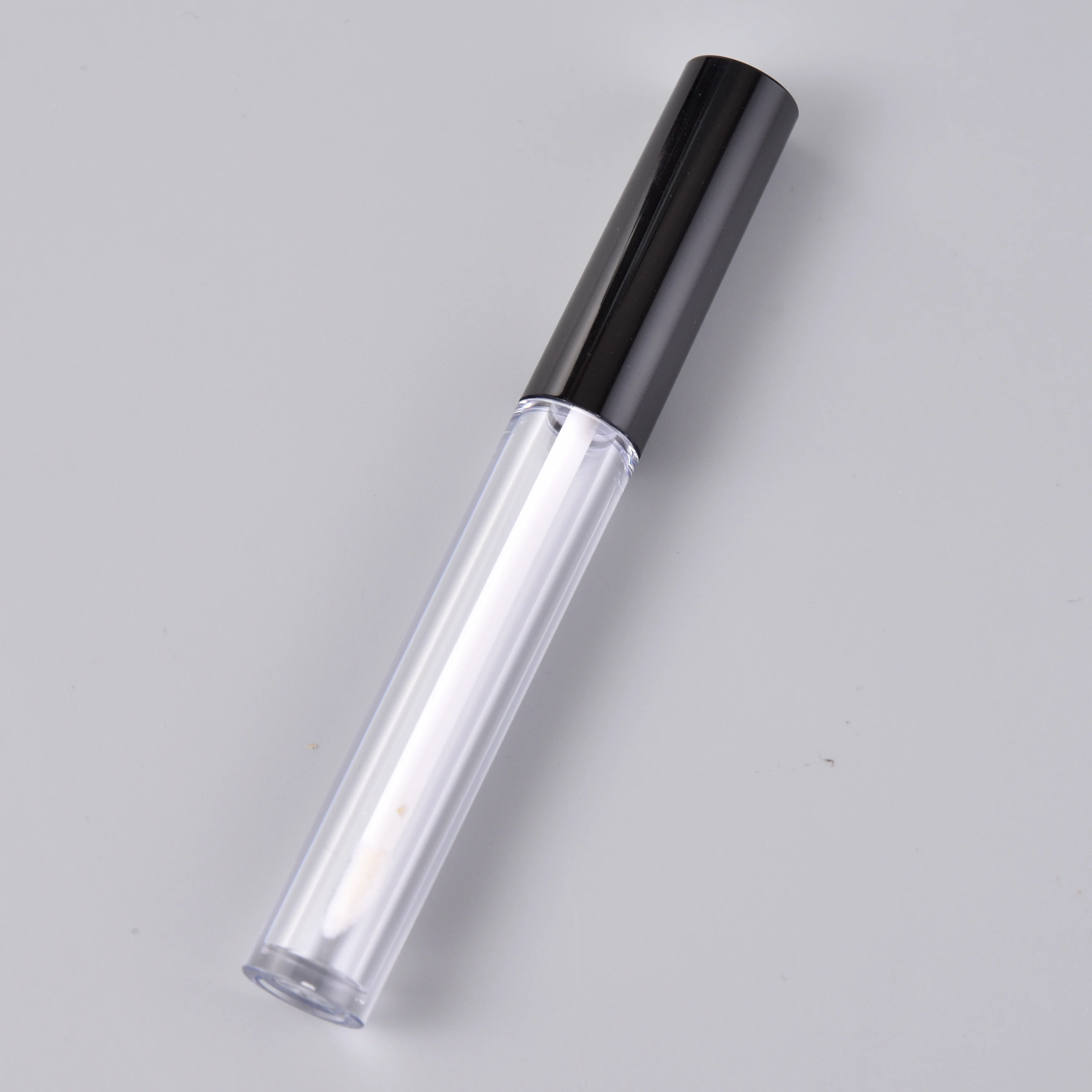 Black Lid 5 ml Frosted Clear Empty Lip Gloss Lipgloss Tubes 5ml Black Round Small With Private Logo