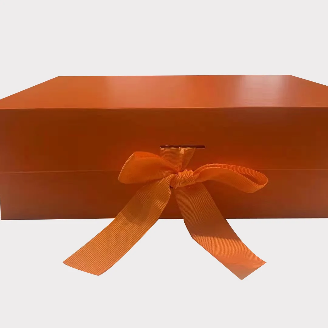 
Custom Black Red White Paper Foldable Collapsible Magnetic Hair Extension Wig Gift Box With Silk Ribbon 