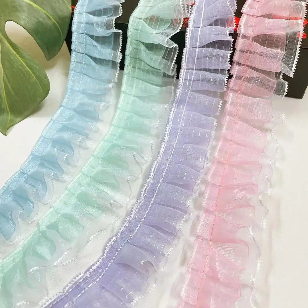 Decorative Lace TrimDoll Clothes, Apparel Beaded Ruffled Lace Trim, Gathered Lace Trim