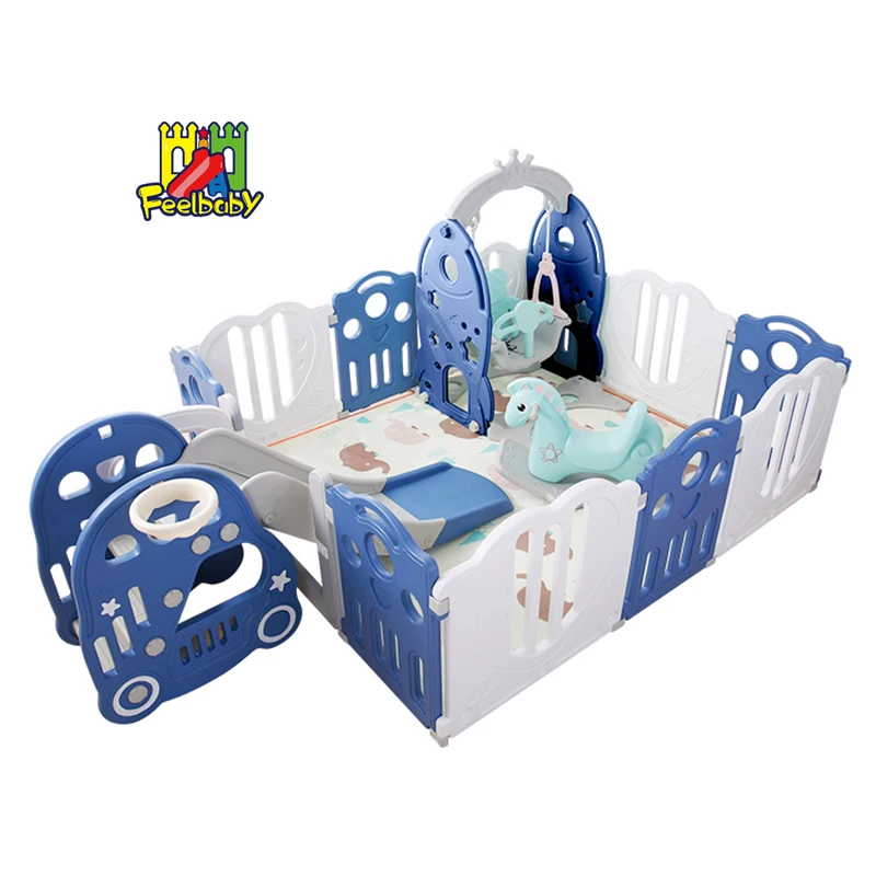 Feelbaby new design indoor plastic kid play yard baby folding playpen