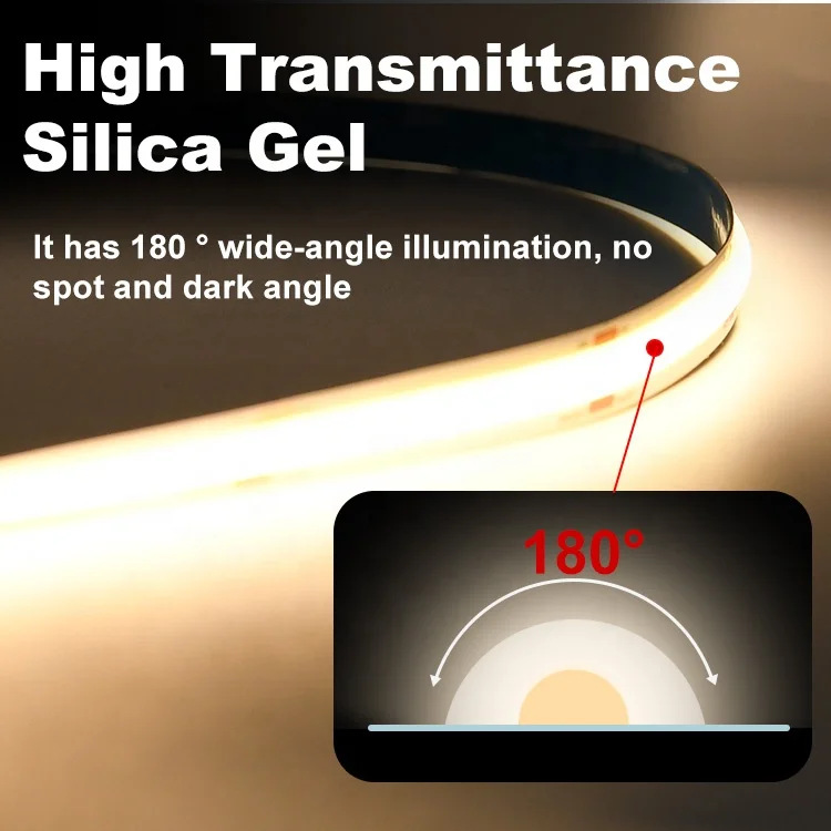 Настраиваемые полосы Cob тонкая светодиодная полоса 5 мм COB 384 светодиодов/м мягкая гибкая световая 12 В/24 В постоянного тока Теплый Холодный белый свет светодиодные Dotfree