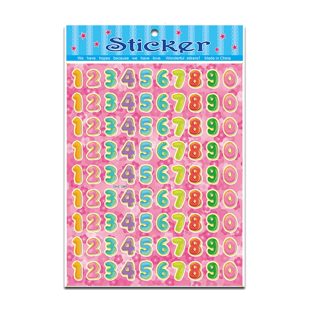 Wholesale numbers letters cartoon stickers waterproof printing children enlightenment development number stickers