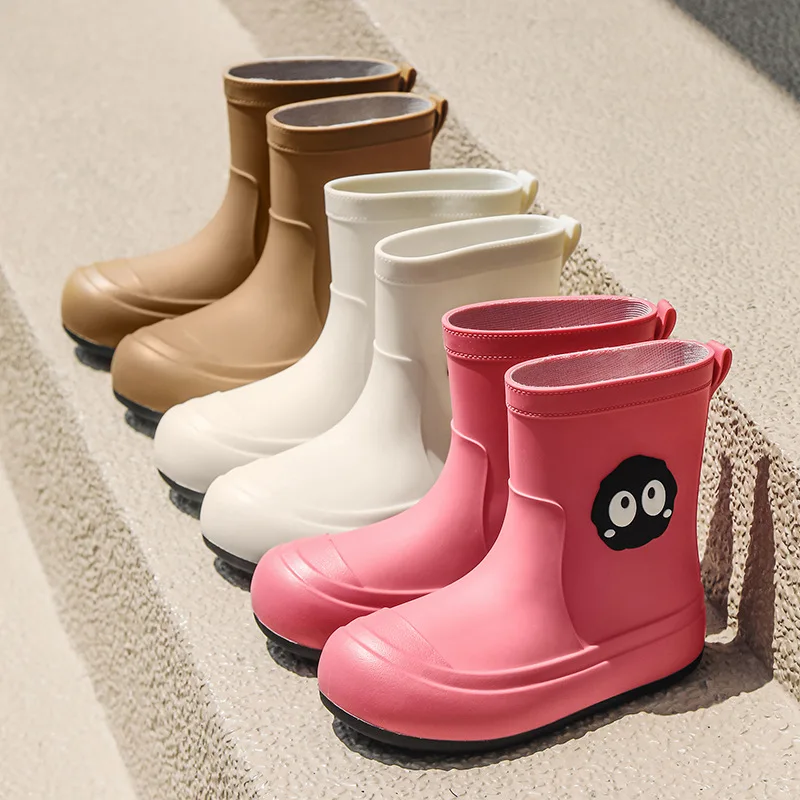 Cute cartoon rain boots for women woolen cotton non-slip waterproof shoes thermal rain boots short tube outdoor rubber boots