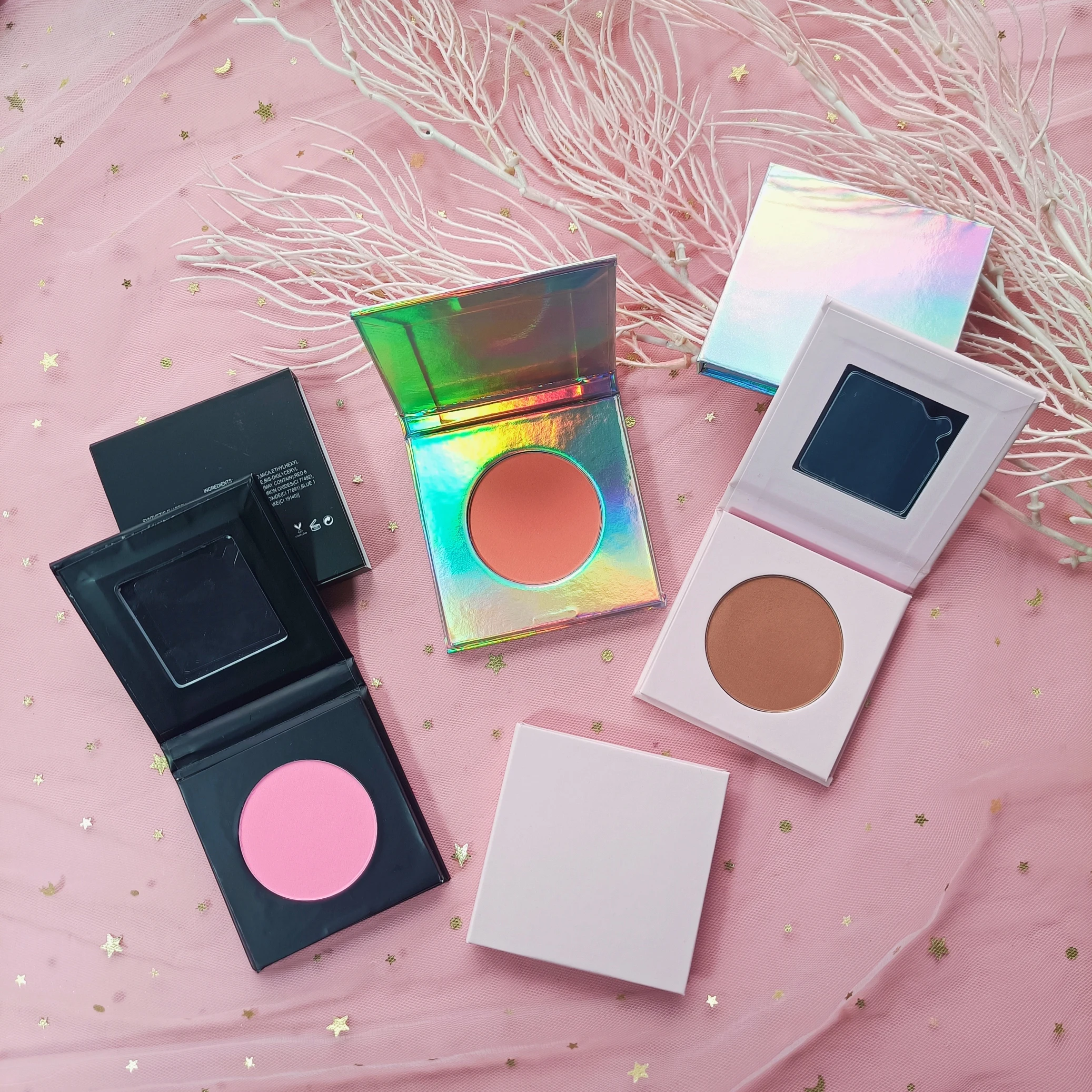 Custom Logo Cheek Make Up Vegan Multi-Colors Single Blush Compact Contour Shimmer Blusher High Pigment Pressed Powder Blush