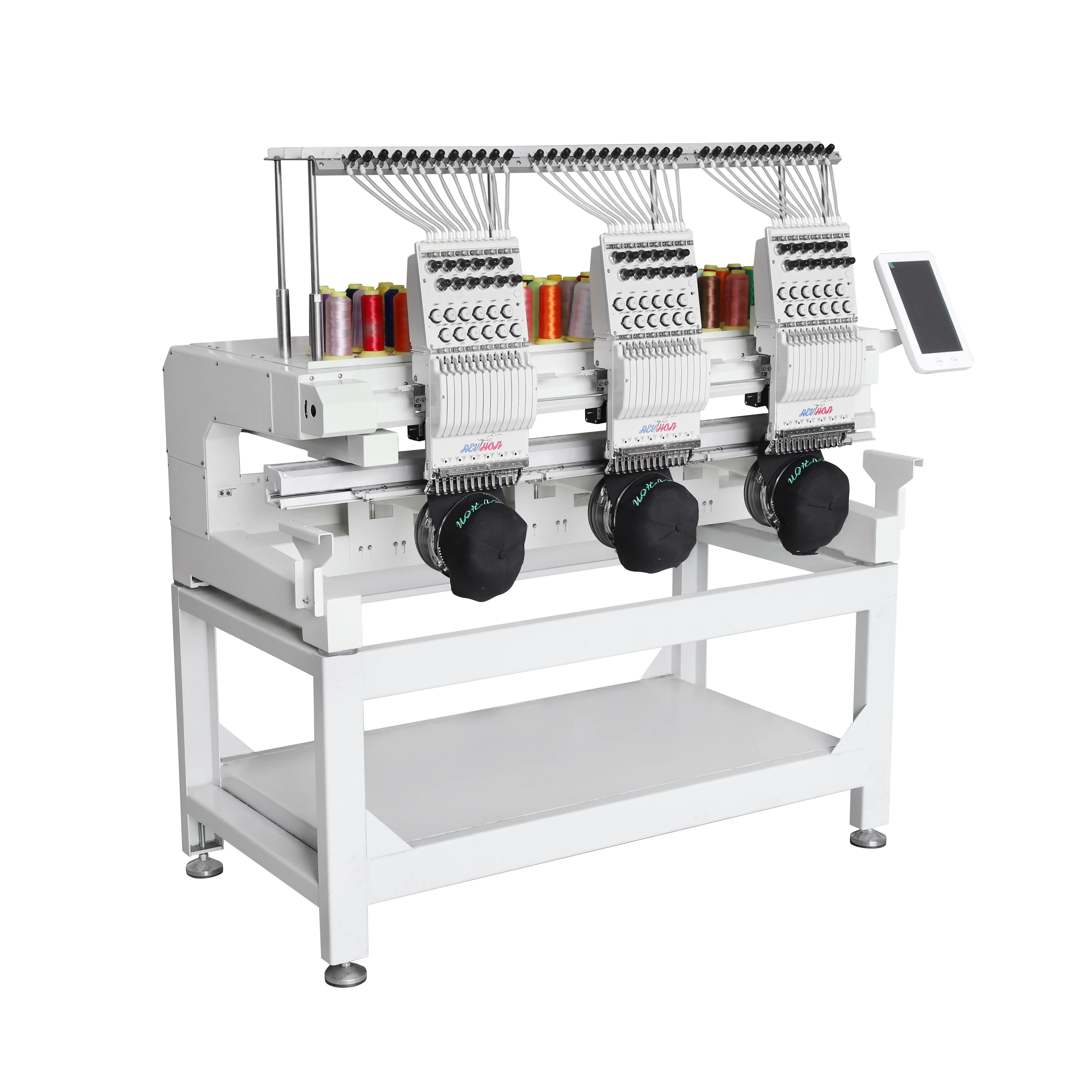 QHM easy operate factory price fully automatic industrial 3 heads embroidery machine computerized