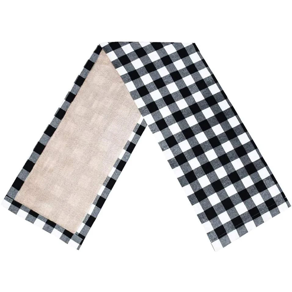 Hot Selling Cotton Linen Table Mat Placemat Checked Buffalo Plaid Dining Kitchen Table Runner And Placemat Set With Low Price