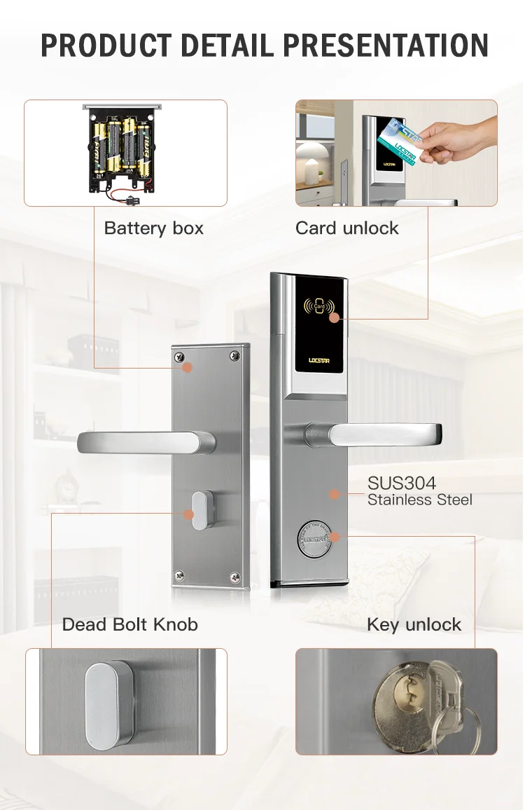 Locstar Intelligent Door Lock Rfid Hotel Locks System With Handle Guangdong-hyh Hardware Card Reader Digital Door Lock