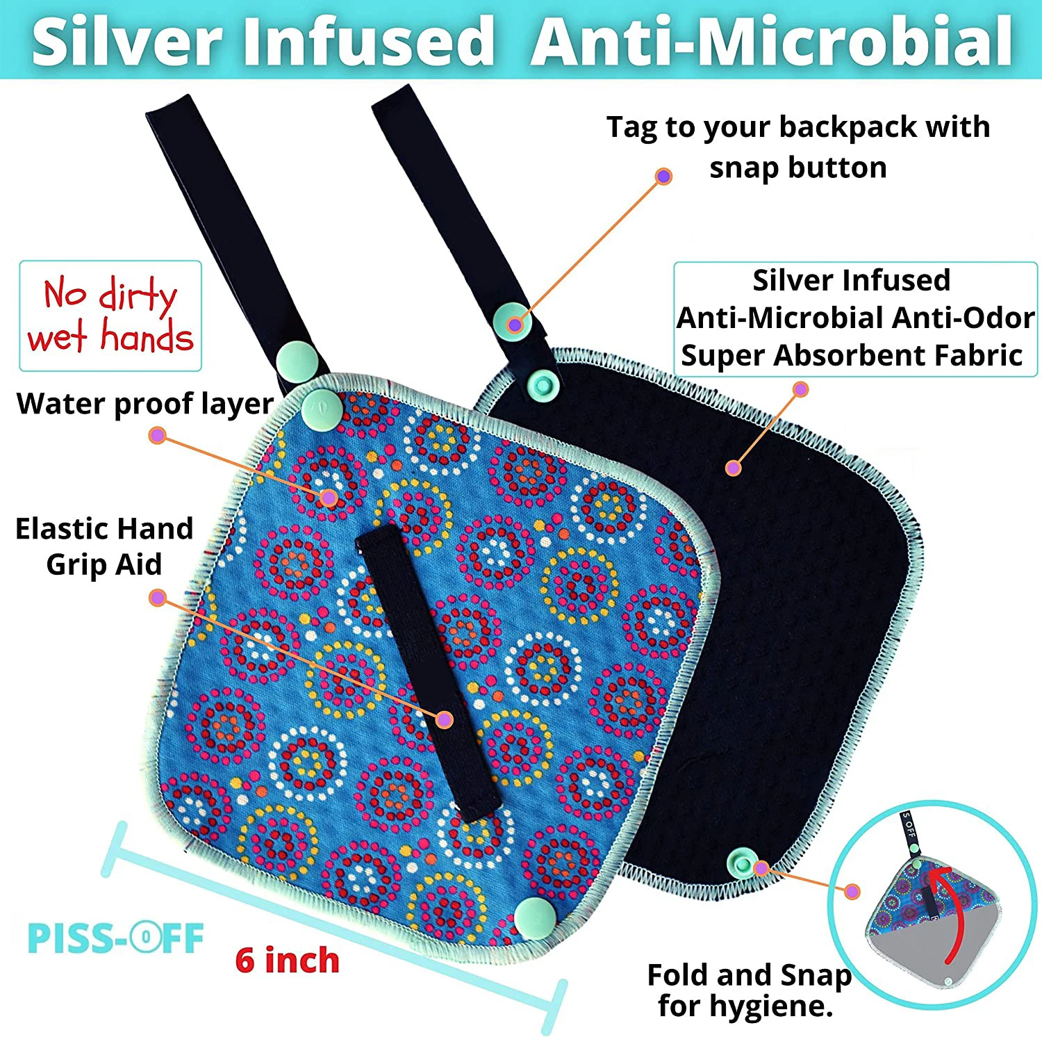 Silver Infused Piss-off Hygiene Pad Reusable Pee Cloth Unpaper Towel Absorbent Eco-friendly Alternative Toilet Paper Pee cloth