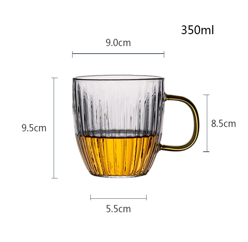 factory supply gentry three piece set of high borosilicate glass tea cup