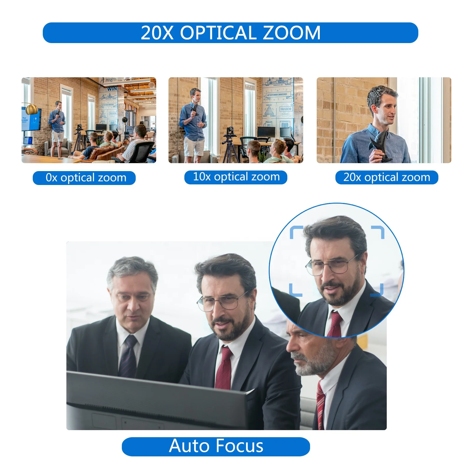 Large Conference Level 10 Meeting HD 1080P 20X Optical Zoom Camera PTZ Video Conference System