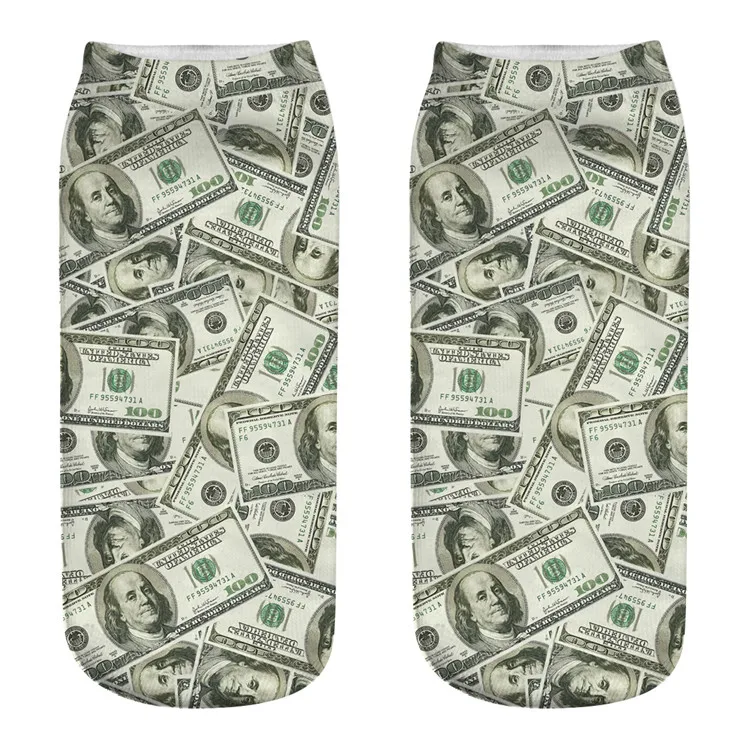 China Supplier Personalized US Dollar Money High Quality  3D Customized Socks