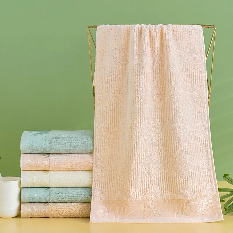 Bamboo Fiber Towel High Quality Hotel Towel Set Luxury Thickened Striped Pattern Super Soft High Absorption Bath Towel Set
