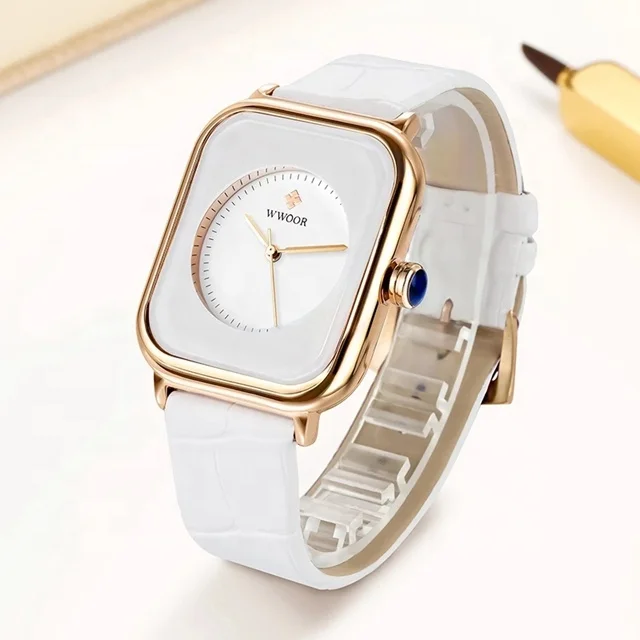 WWOOR Brand New Leather Minimalist Ladies Quartz Watch Montre Femme