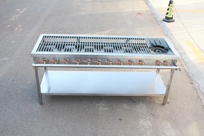 China Manufacturer Commercial Gas Stove Burner 4/6/8/10 Burner Korean Restaurant Table Top BBQ Grill
