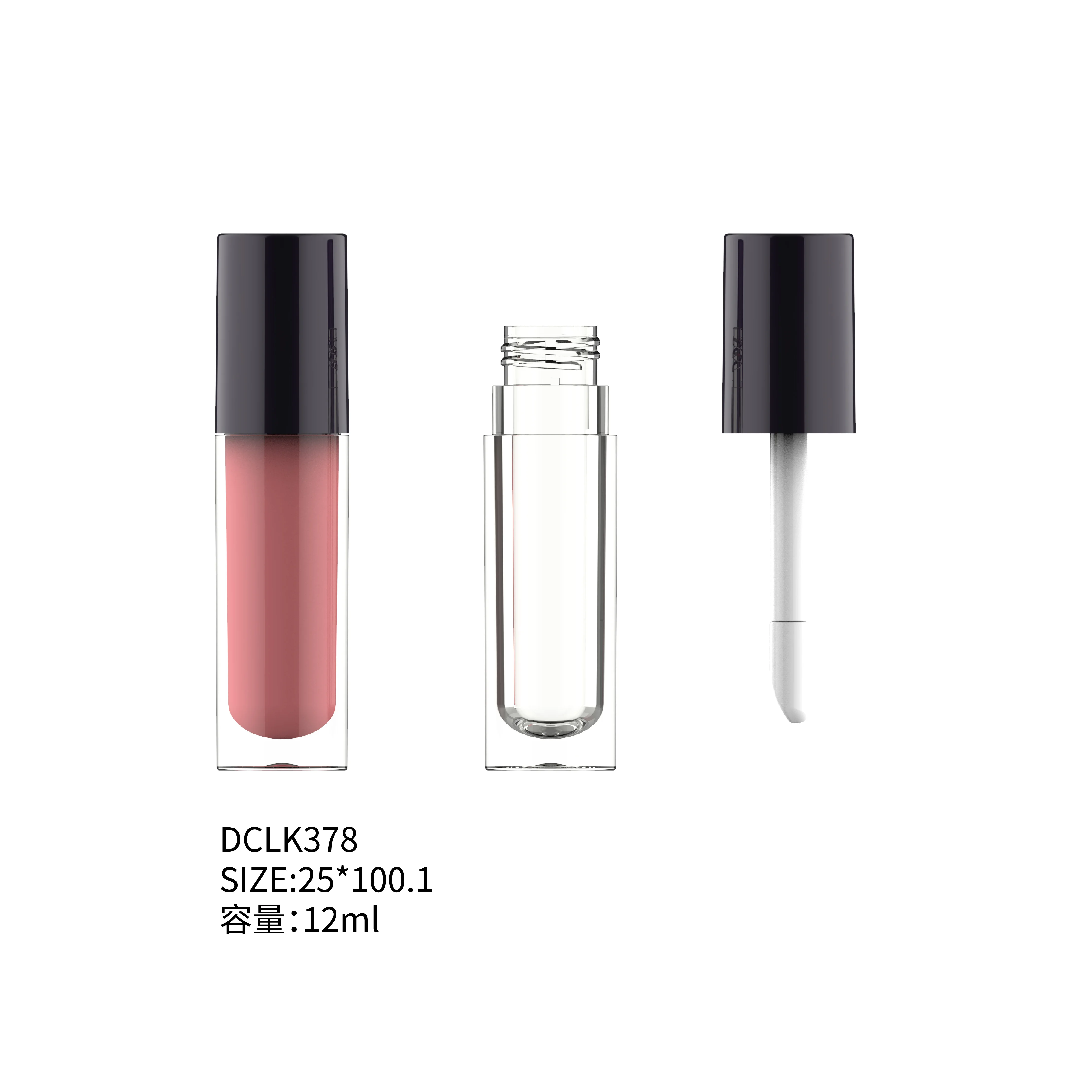 Round Concealer unique tube10ml luxury lip gloss empty tubes private label with big brush big wand Super big brush