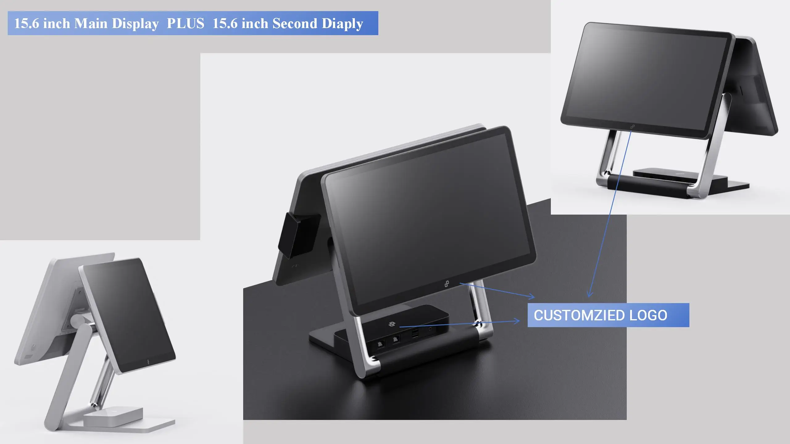15 Inch Dual Display Cash Register POS Windows & Android Retail Touch Screen Terminal