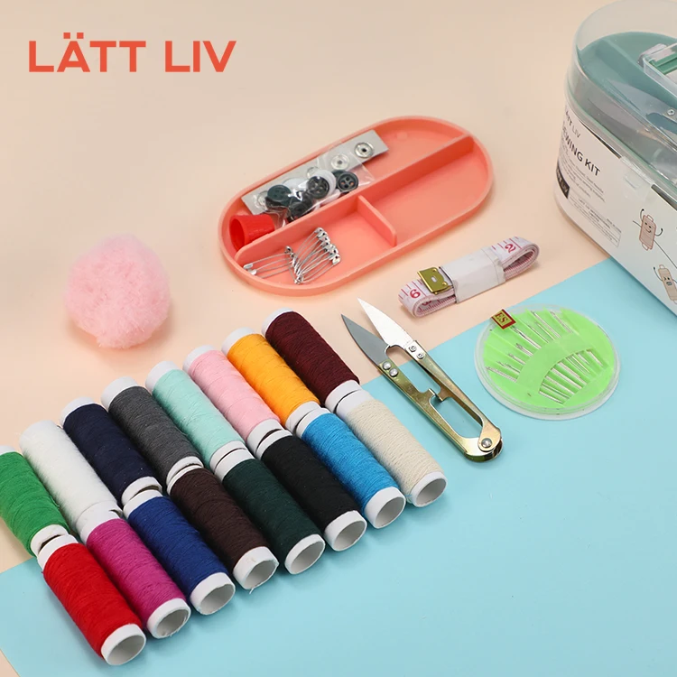 LATTLIV Needle Thread Button Pin Crochet Hooks Set Kids Adult DIY Sewing Supplies Organizer Travel Portable Mini Sewing Kit