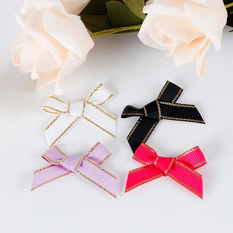 MSD Ribbon Wholesale Handmade Gold Edge White Grosgrain Ribbon Bow For Gift Wrapping Bows