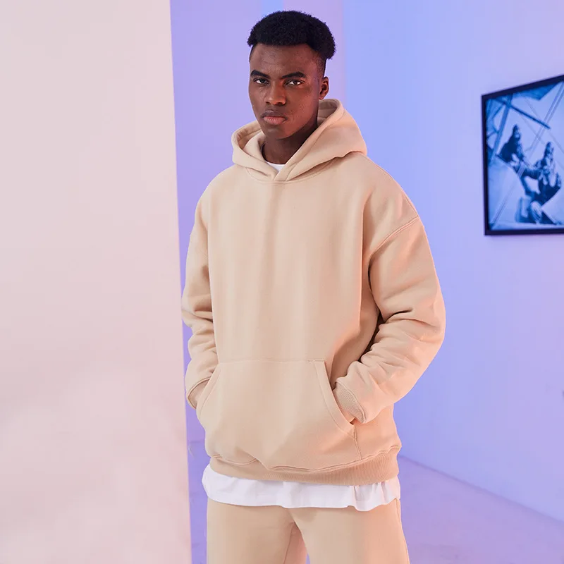 Factory Wholesale Heavyweight Oversized Fleece Hooded Sweater Loose Plush Thickened Fashion men hoodie