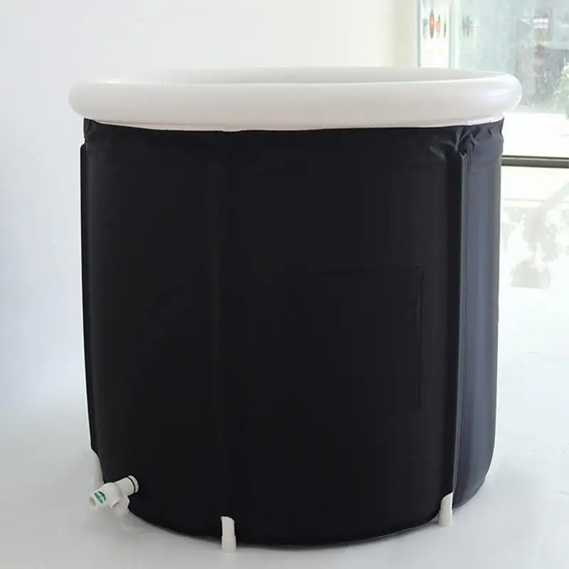 Ice Bath Water Tub Black Folding Bath Barrel Collapsible Foot Soaking Bath Basin Bucket