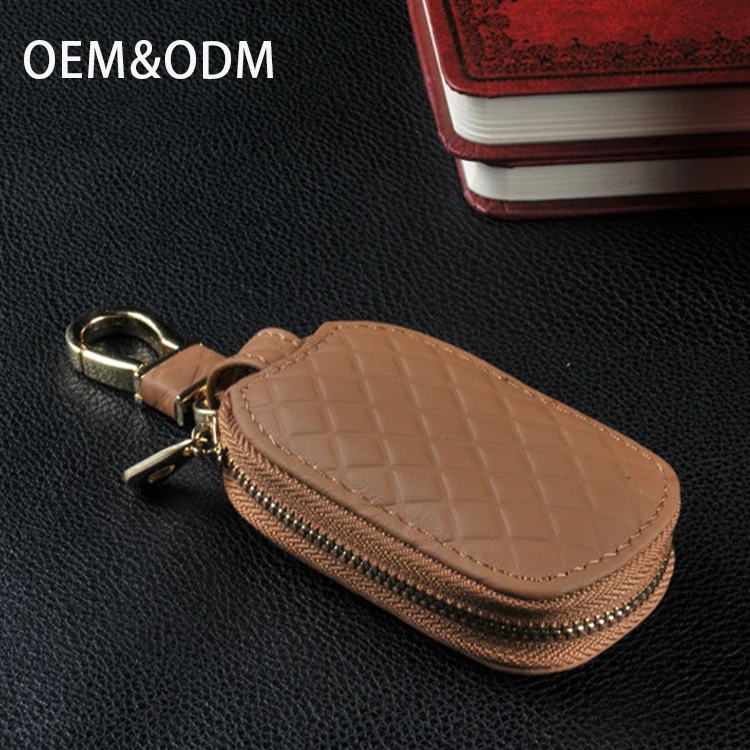 Key Bag Holder,Smart Keyrings Zipper Key Pouch Leather Car Key Wallet with Keychain/