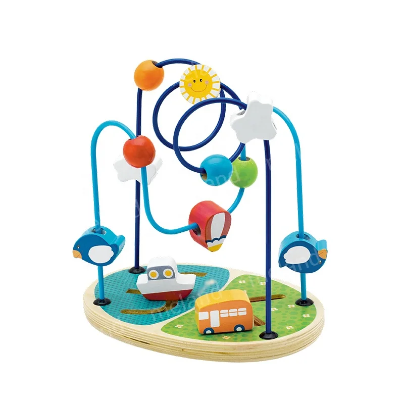 Colorful Intelligent Baby Early Learning Maze Roller Coaster Beads Maze Wooden Educational Toy Fine Motor Skills Toys