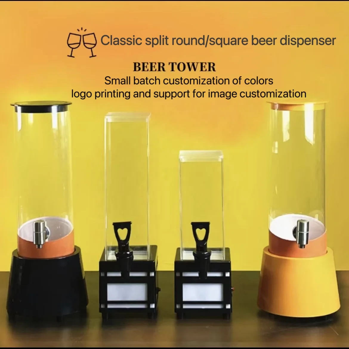 Clear plastic beverage machine with LED light mode color 3L beer tower Drink Dispensers Beverage  Beer Drink Tower with ice tube