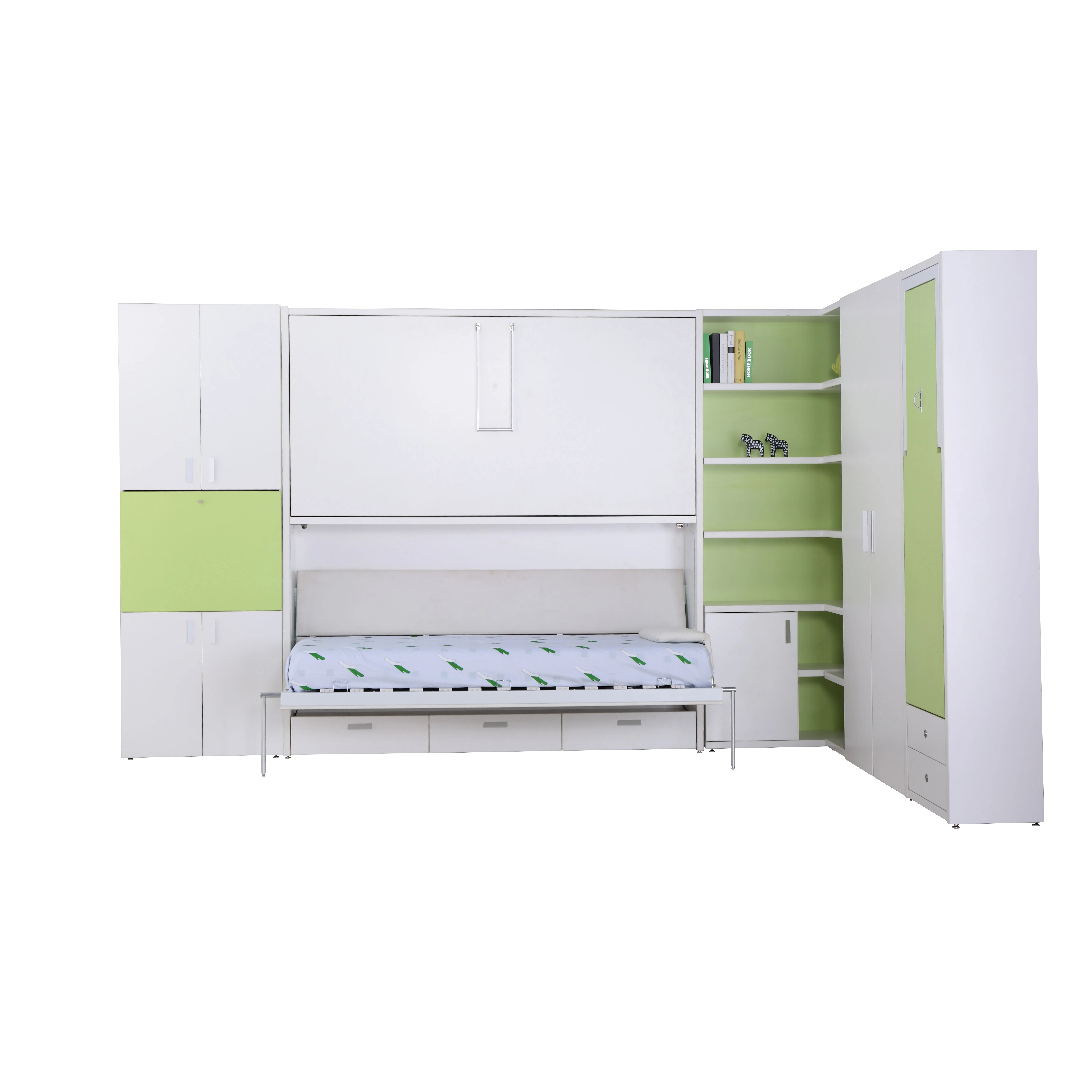 Hidden Bunk Bed Gas Spring Patented Mechanism System Invisible Wall Bed with Storage Drawers