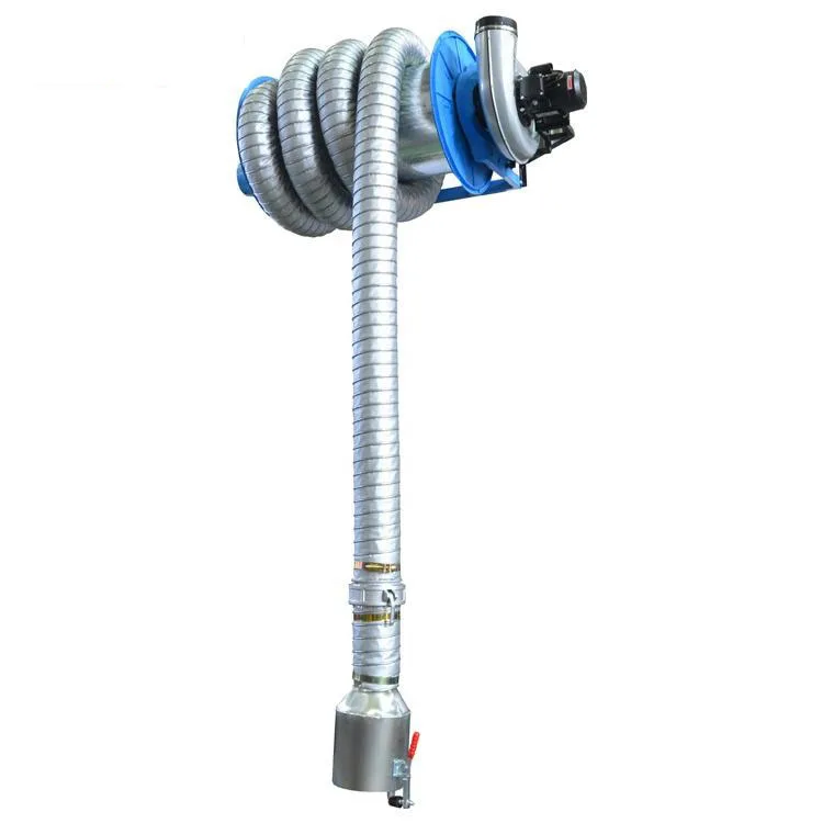 Heavy Duty Motorized Exhaust Hose Reel with Fan for military and agricultural vehicle fume extraction system