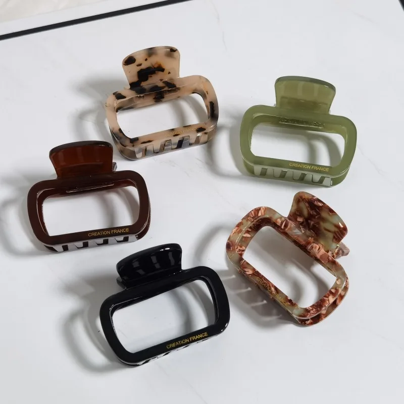 5cm small chess checked plastic square hair clamp strong hold checkered PVC acrylic acetate hair claws clip checker hair claw