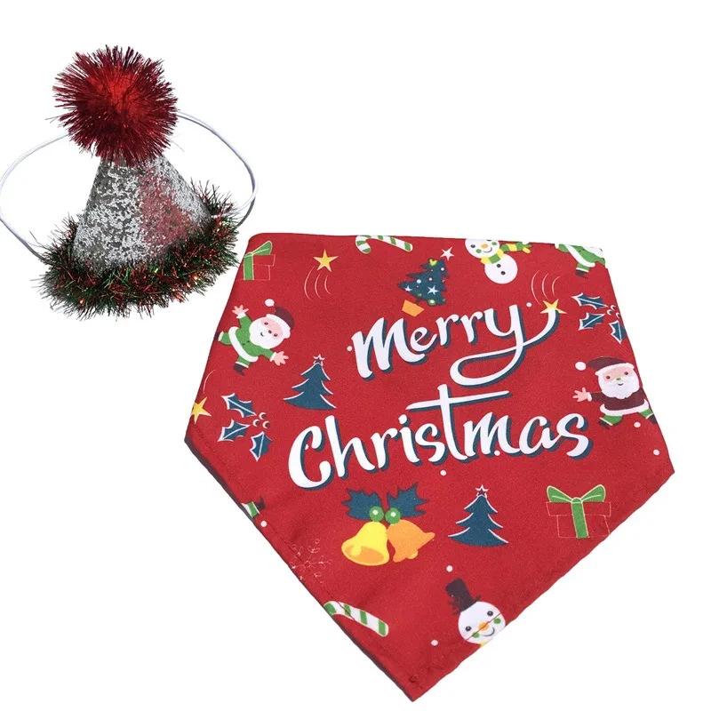 Рождественские украшения от поставщиков, костюм для домашних животных, забавная шапка и шарф для кошек и собак