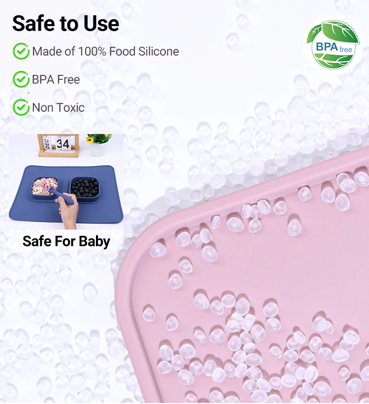 Custom Bpa Free Toddlers Food Feeding Placemat Set Restaurant Silicone Mat Baby Suction Silicon Mat For Baby Child Kids Dining