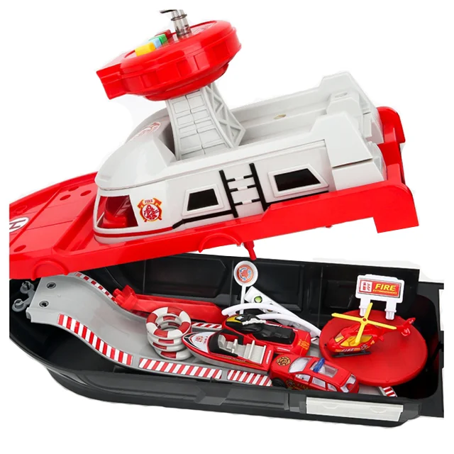 High Quality Model Simulation Control Alloy Car Fire Toy Boat Electric Toy Ship Toy For Kids