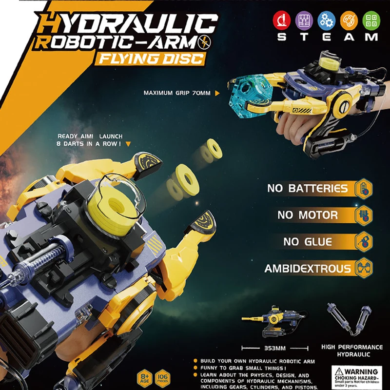 DIY Assembly Multifunction Arm Toy Robot Hydraulic toy Manipulator STEM Education Science Experiment Kit Building Bricks