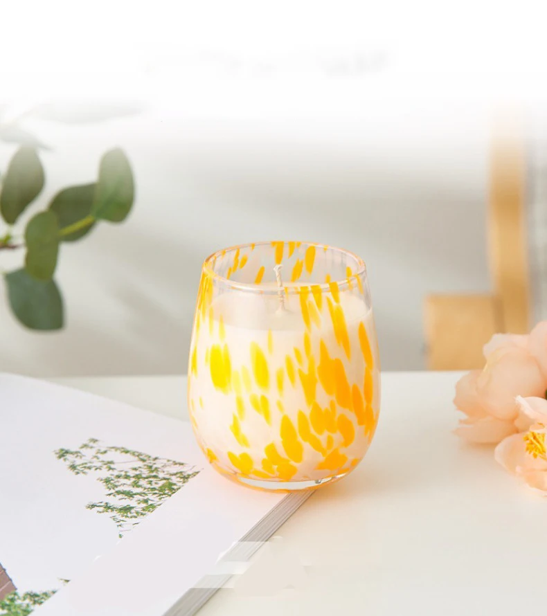 Customized Colorful Leopard Egg Shaped Curved Bottom Home Decoration Logo Private Label Handmade Lavender Natural Scented Candle