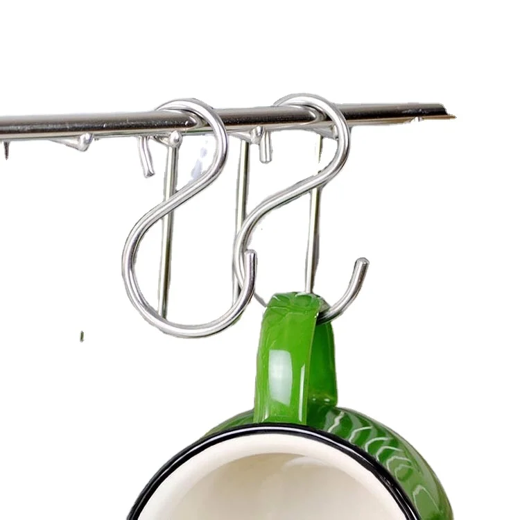 Custom rustproof metal S-shaped stainless steel hook kitchen hanger large S-shaped hook