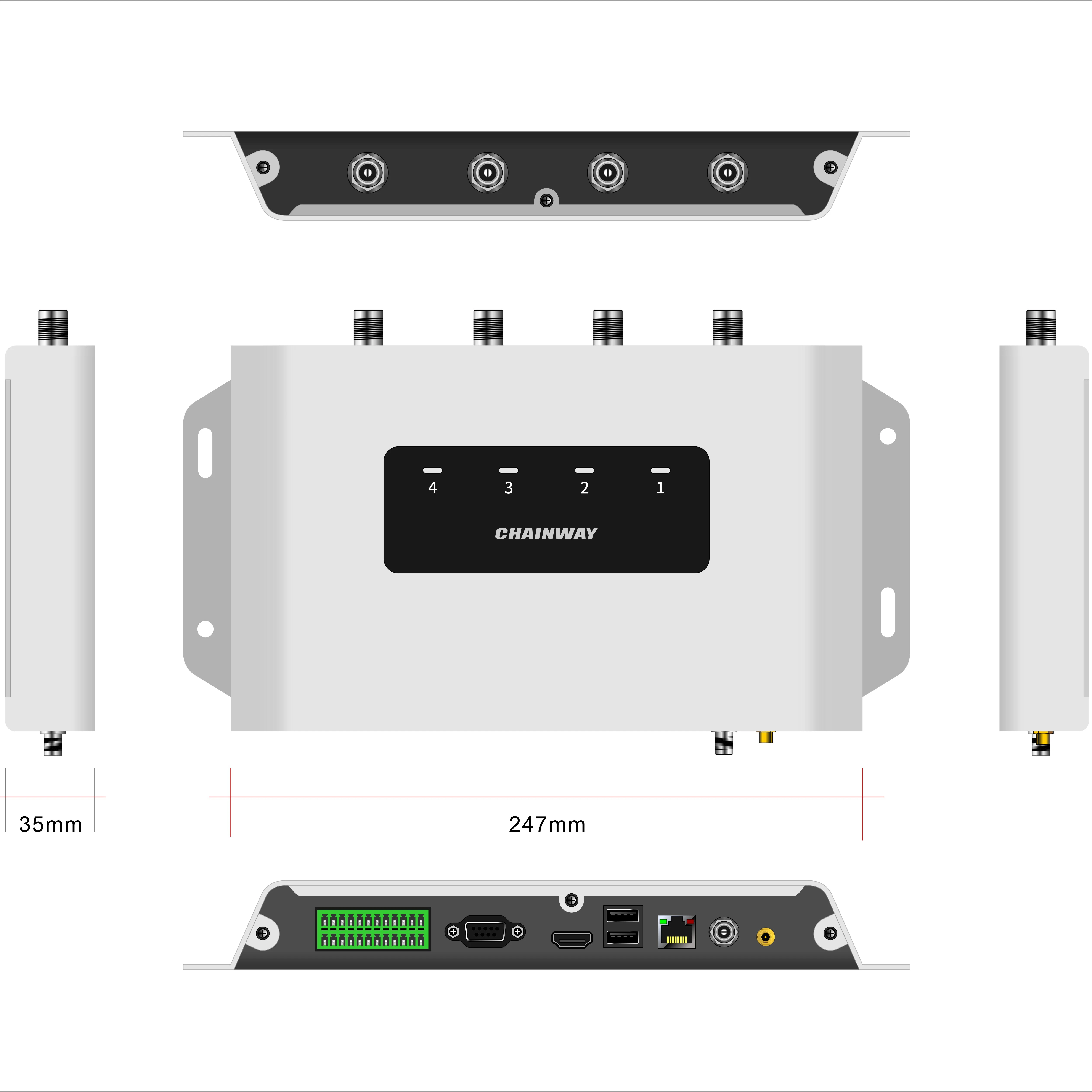 Chainway U300-4 integrates RS232 RJ45 Fixed Android RFID Reader based on the impinj E710 / R2000