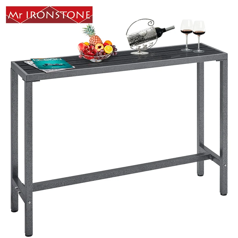 Hot sell outdoor metal frame gold bar table with wood top for restaurant smart lounge bar table