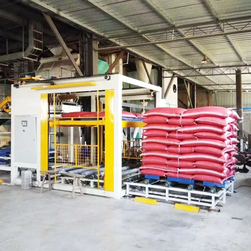 Automatic Tray Pallet Palletizer Sack Stacking Bag Palletizing with Pallet Dispenser and Finished Outbound System