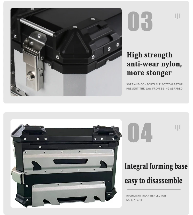 Motorcycle trunks Aluminum 37L/38LSide Boxes Of Motorcycle Waterproof Motor Left Right Box Large Capacity Motorcycle Side Box