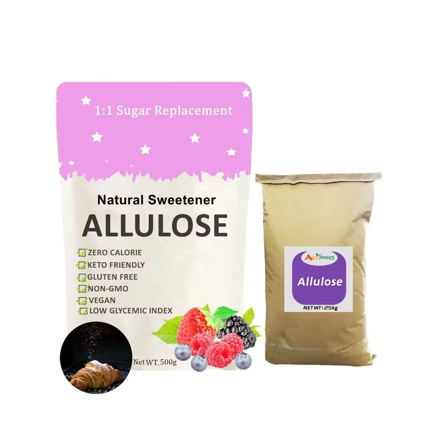 Keto Food Grade Monk Fruit Erythritol Candy Cheap Price 0 Calorie Monk Fruit Sweetener Healthy Organic Food Allulose Powder