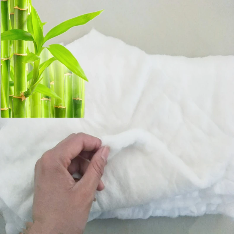 Natural soft nonwoven bamboo fiberfill wadding batting filling material for thermal clothing/quilt/bedding