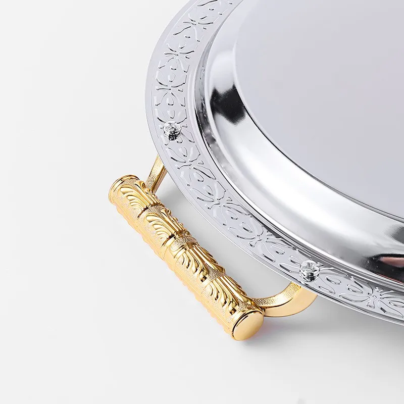 Arab Decorative Luxury tray Rectangle Mirror Stainless Steel Serving Tray With Handles