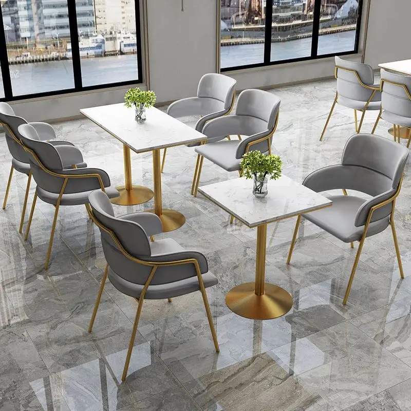 Dining Room Sets Marble Dining Table Modern Wrought iron Table Leg Frame Elegant Luxury Style Dining Furniture