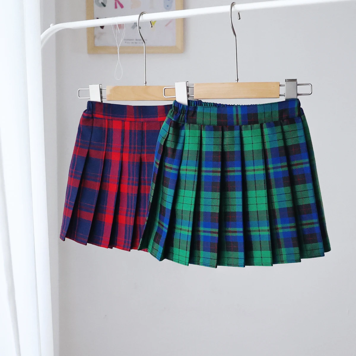 Girls Pleated Uniform Skirts Toddler Kids Girls Teens Pleated Skirts for Kids Elastic Waist Plaid School Girl Mini Skirt