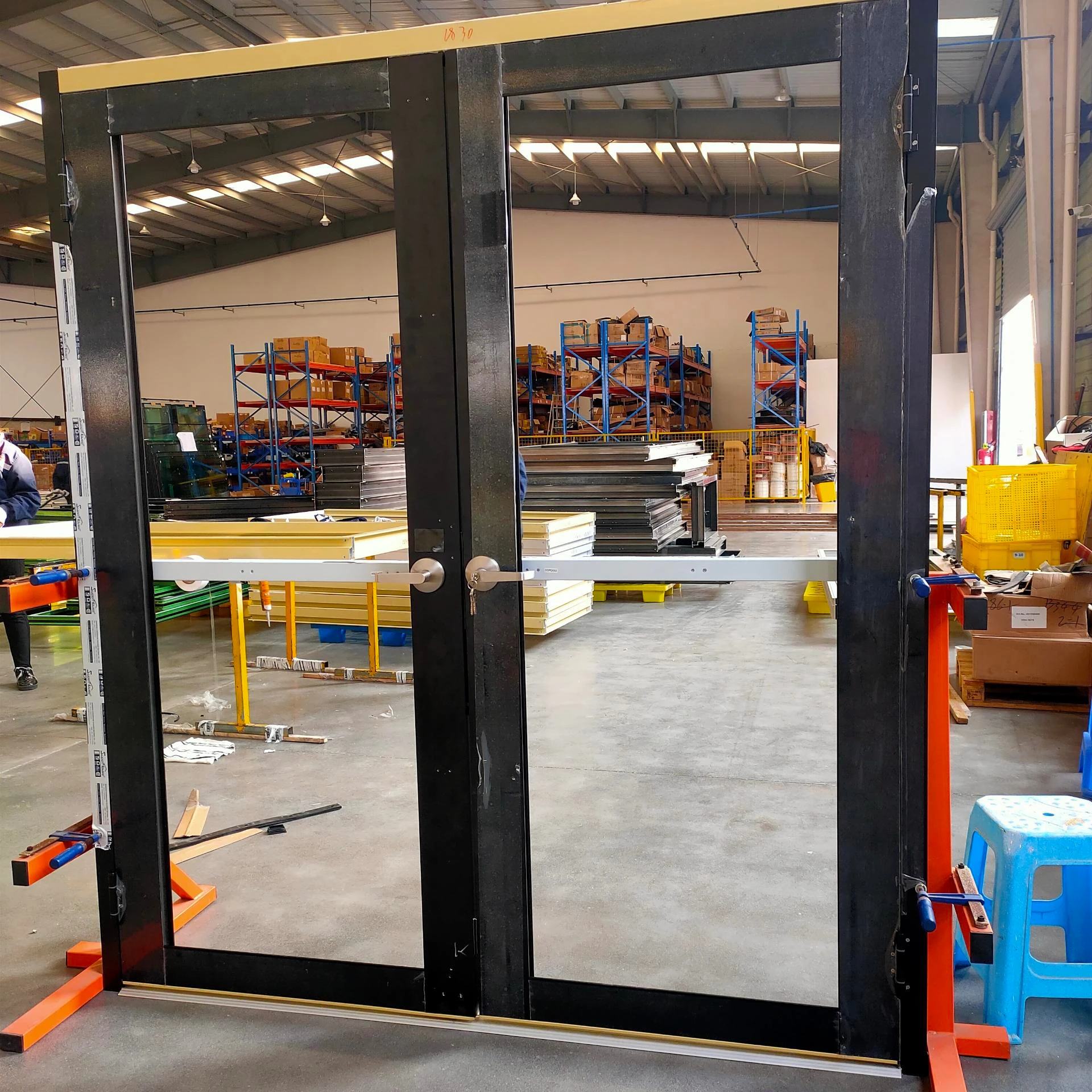 Hurricane proof NOA NFRC AS2047 Maimi dade standard commercial escape door double glass door entry