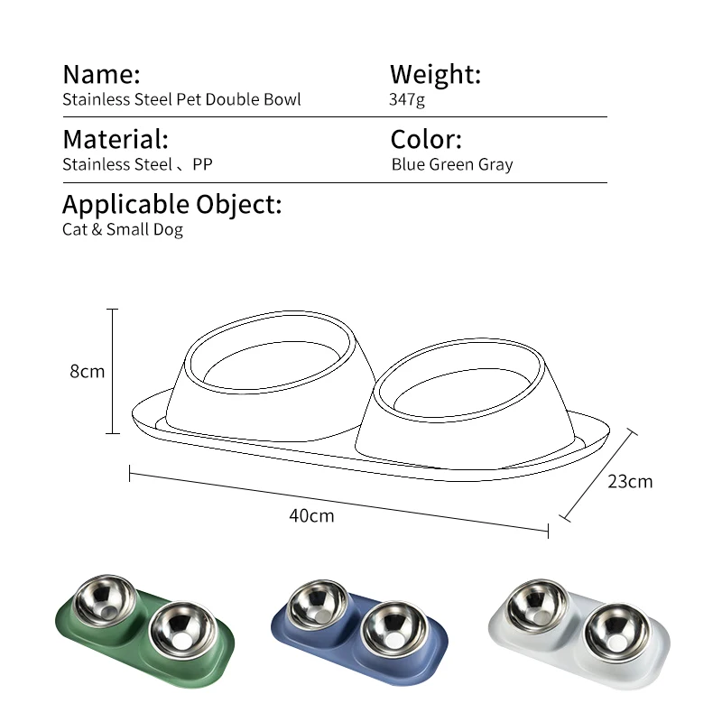 Custom Luxury Sublimation No Spill Feeding Drinking Double Food Water Elevated Dog Cat Stainless Steel Pet Bowls Feeders