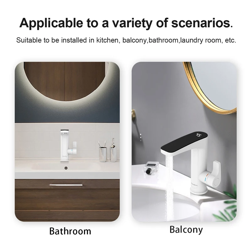 Briwellna 220V 3200W ABS Electric Faucet Instant Electric Water Heater Kitchen Faucet tap with Temperature Display